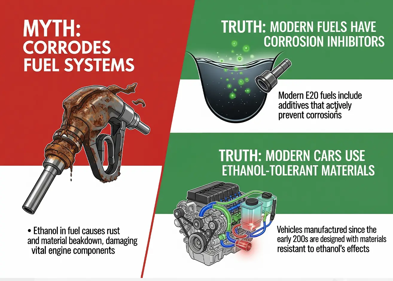 E20 petrol causes corrosion