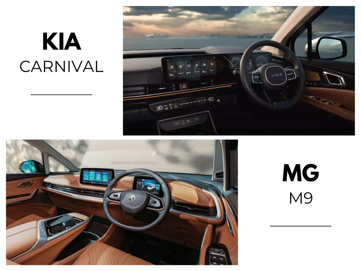 2025 kia carnival vs mg m9 dashboard features interior aryan
