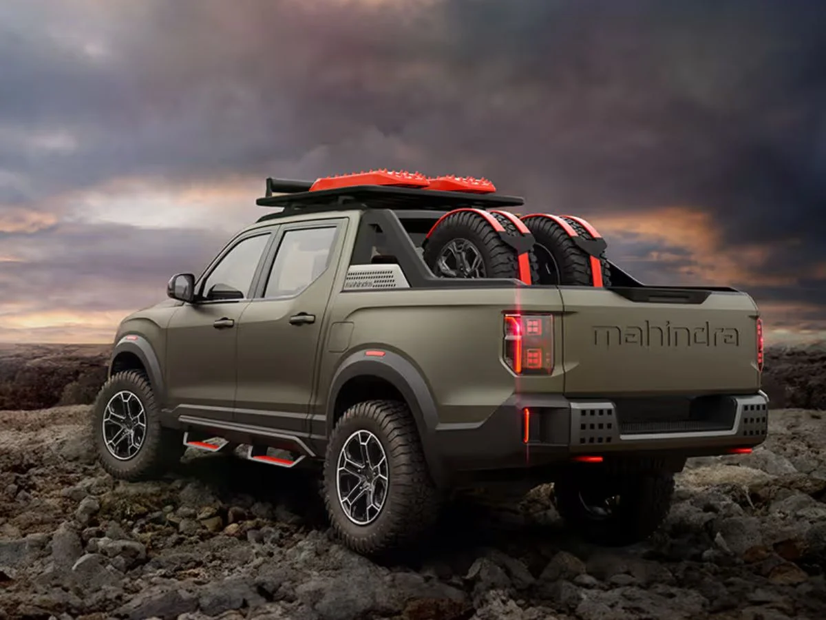 upcoming mahindra scorpio n based global pik up pickup truck rear design concept
